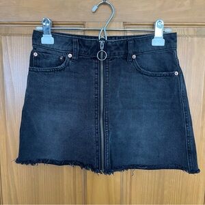 Free People Black Denim Zipper Mini Skirt